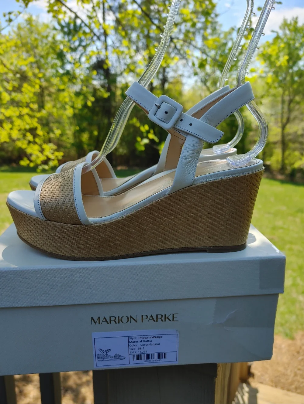 Marion Parke Imogen Wedge Sandals, White 38.5 - Picture 8 of 16